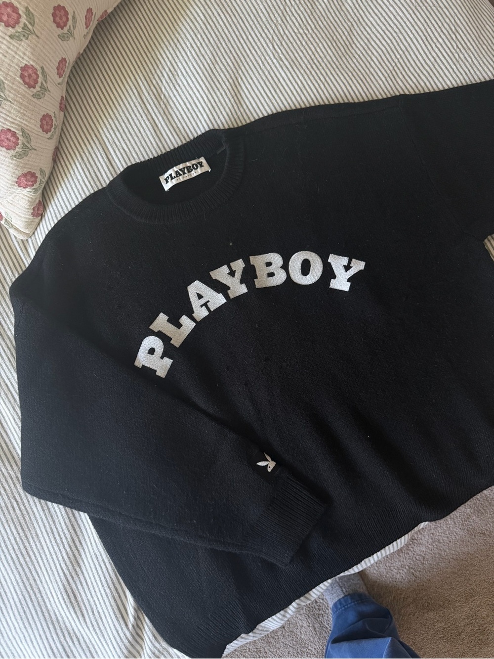 PacSun Black Crewneck Sweatshirt with White Arch Logo